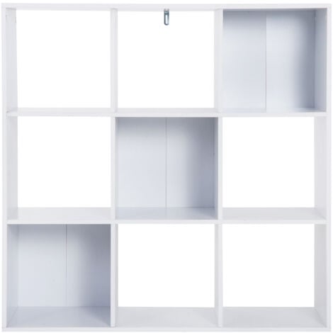 HOMCOM Libreria Bianca dal Design Moderno con 9 Scomparti, 91x29.5x91cm