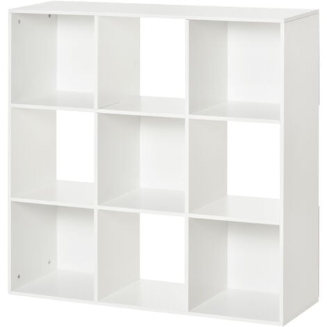 HOMCOM Libreria Bianca dal Design Moderno con 9 Scomparti in Legno