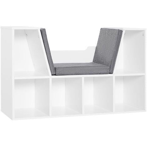 main image of "HOMCOM Librería con Asiento 6 Cubo Estantería Original Infantil Zapatero con Cojín - Blanco"