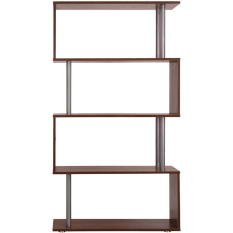Homcom Libreria da Parete in Legno, Noce, 80x30x145cm