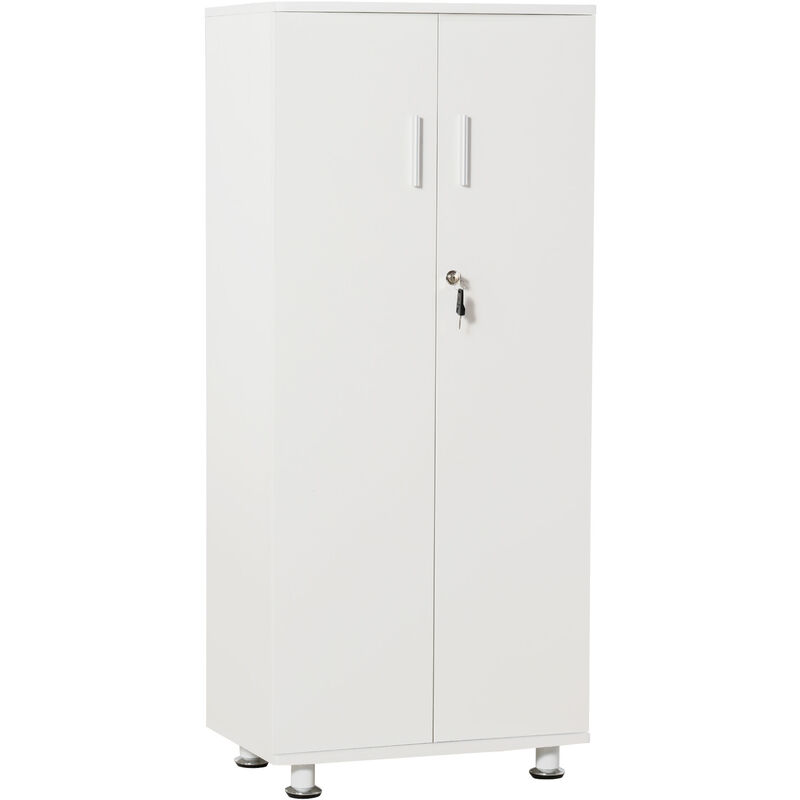 

Librería de 2 Puertas con 3 Estantes Interiores y Cerradura Multiuso 55x36,5x125,5 cm - Blanco