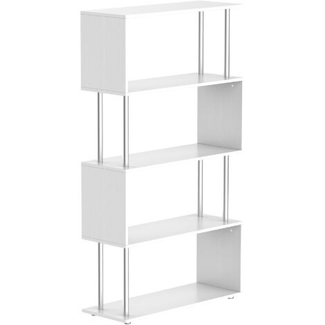 Homcom Libreria di Design Moderna 4 Ripiani, Bianco, 80x30x145cm