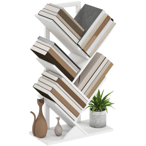 HOMCOM librería en forma de árbol de 5 niveles estantería de libros con 5 estantes para sala de estar oficina estudio dormitorio 50x24x82 cm blanco