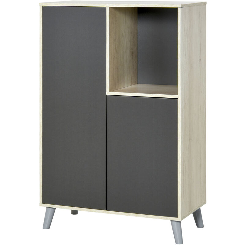 

Librería Estantería con Doble Puerta y 6 Cubos de Almacenaje Organizador Gris - Gris