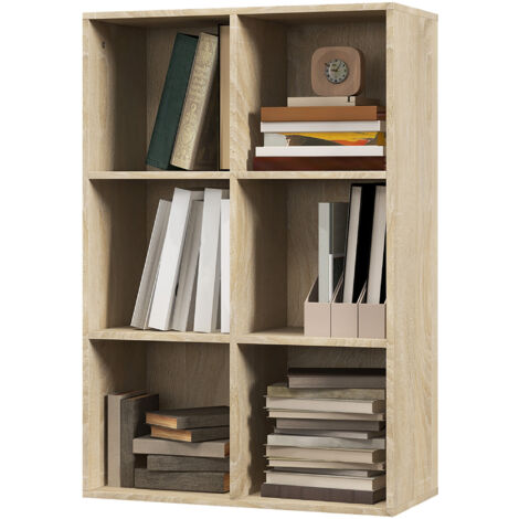 HOMCOM Libreria Moderna a 6 Cubi a Parete in Legno color Rovere