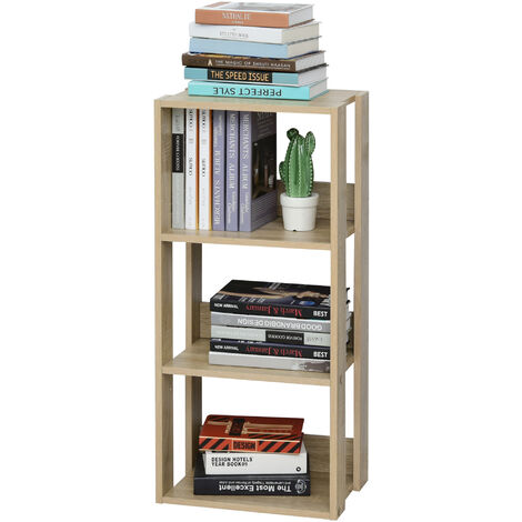 HOMCOM Libreria Scaffale in Legno con 3 Ripiani Design Antiribaltamento 40x29.2x87.9cm