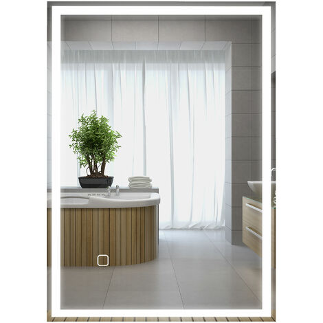 HOMCOM Lichtspiegel LED Spiegel Badspiegel Badezimmerspiegel Wandspiegel (Modell1/50 x 70 x 4cm) - Weiß
