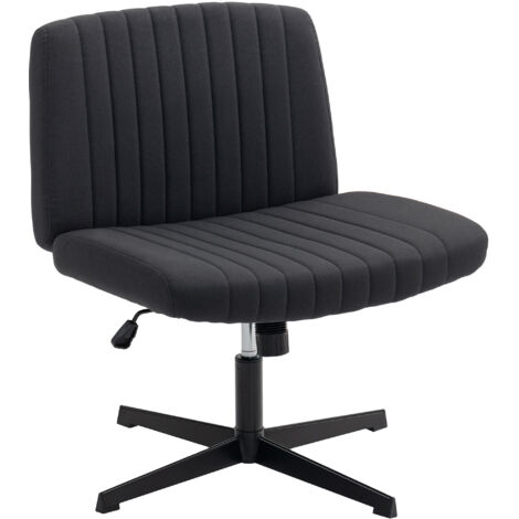 HOMCOM Linen Criss Cross Legged Office Chair with Tilt Function, Black