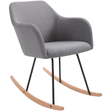 main image of "HOMCOM Linen Look Rocking Chair w/ Solid Wood Curved Legs Padded Seat Deep Grey"