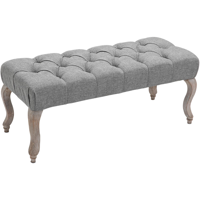 Linen-Look Tufted Accent Bench Window Seat Bed End Stool Home Furniture - Homcom