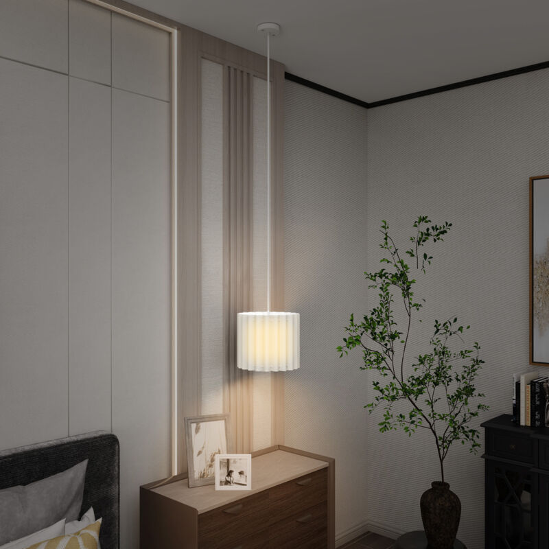 Image of HOMCOM Linen Pendant Light, E27 Lampshade&hellip;