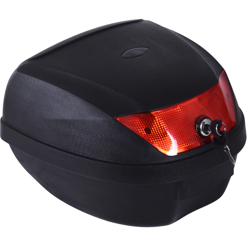 Homcom - 28L Motorcycle Tail box Helmet Top Case Storage Trunk Carrier Mount Rack - Black and red