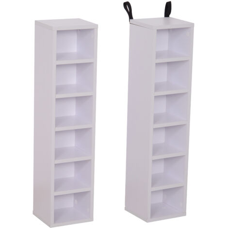 Homcom – Lot de 2 étagères colonnes blanc 88H cm – 12 compartiments pour 204 CDs – Panneaux de particules et MDF – Montage facile