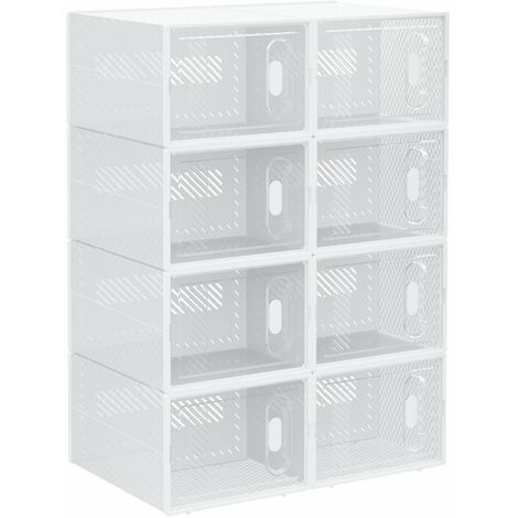 Homcom – Lot de 8 cubes de rangement à chaussures modulables – Dimensions 25L x 35l x 19H cm – Matériau PP blanc transparent – Personnalisable