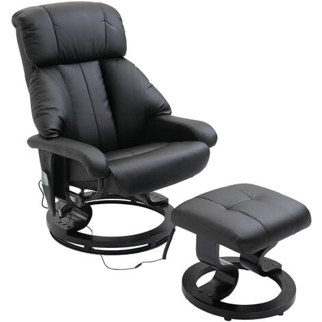 main image of "HOMCOM Luxury Fuax leather Chair Recliner Electric Massage Chair Sofa 10 Massager Heat with Foot Stool Black"