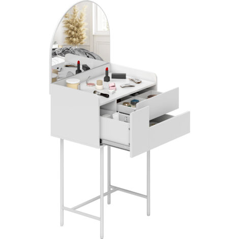HOMCOM Makeup Vanity Table with Mirror Drawers Modern Dressing Table White