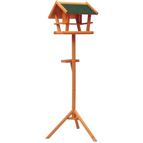 Homcom – Mangeoire et nichoir pour oiseaux en bois – Toit en pente – Grande plateforme de nourrissage – 150cm – Résistant aux intempéries