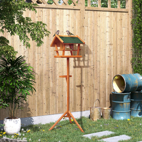 HOMCOM Mangeoire pour oiseaux sauvages sur Pied Abris à oiseaux nichoir a Plateau Station a Oiseaux Bois pour Exterieur 150cm