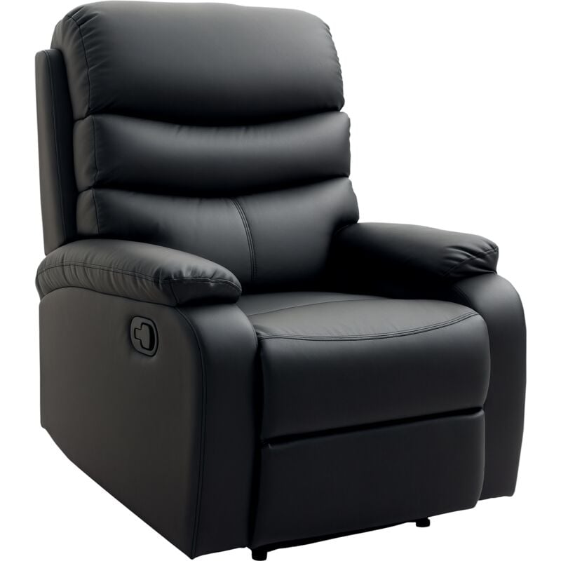 HOMCOM Manual Recliner Chair Armchair for Living Room with Footrest Black