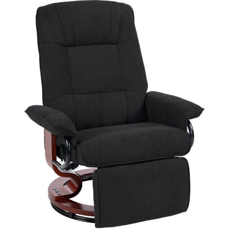HOMCOM Manual Recliner Swivel Reclining Chair with Footrest Armrests, Black