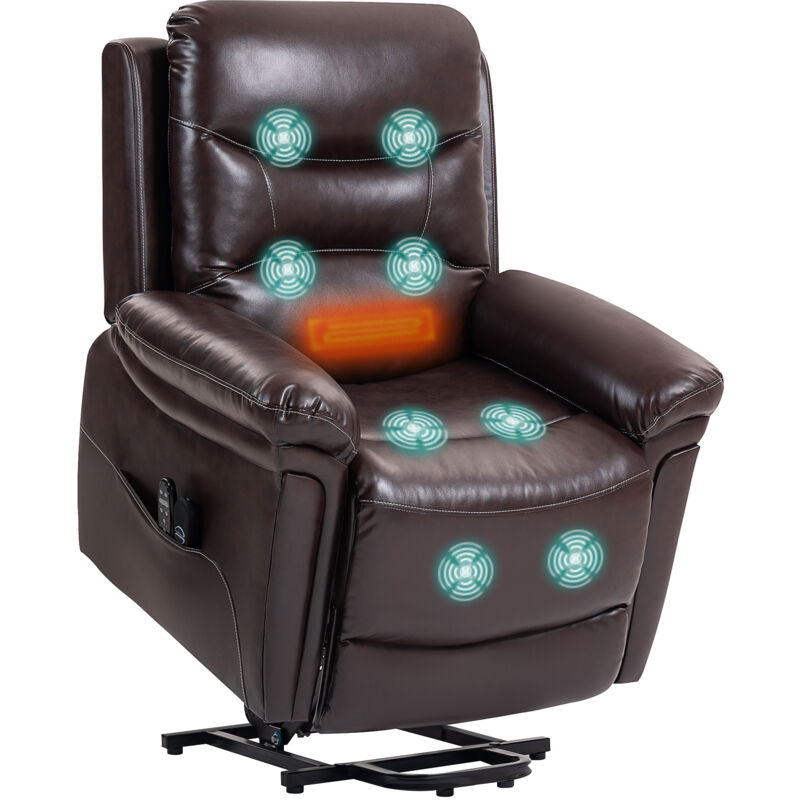 Homcom Massage Recliner Chair, Lift Chair with Heat, USB, Remote, Brown