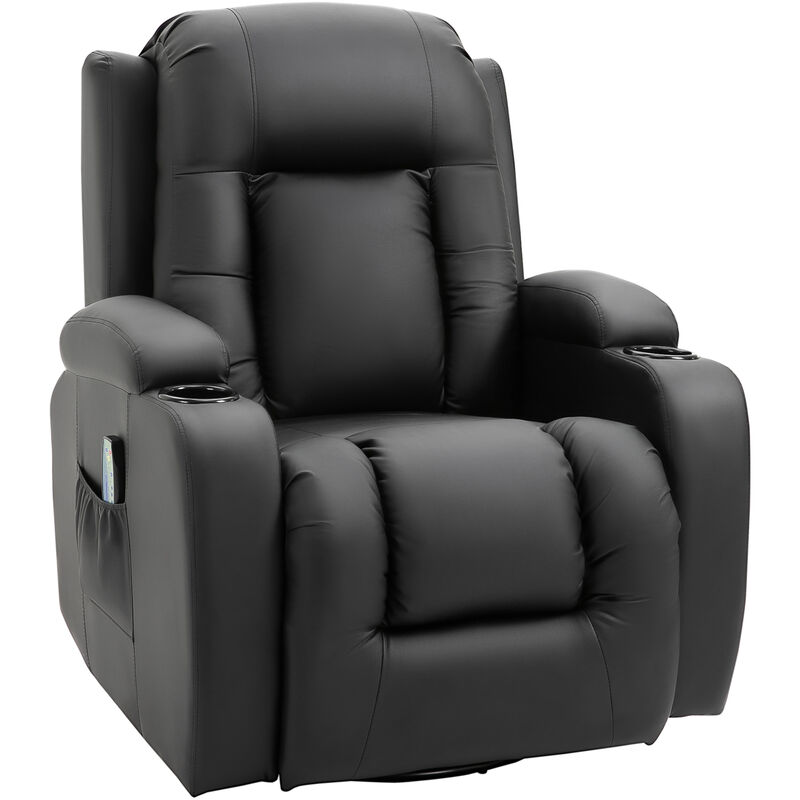 Massagesessel Fernsehsessel Elektrisch Relaxsessel TV Sessel Wärmefunktion Wippenfunktion mit Fernbedienung Liegefunktion Schwarz 85 x 94 x 104 cm