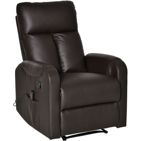 HOMCOM Massagesessel mit Liegefunktion Fußstütze Relaxsessel Fernsehsessel Kunstleder Braun 76,5 x 96 x 106,5 cm - Kaffee-Braun