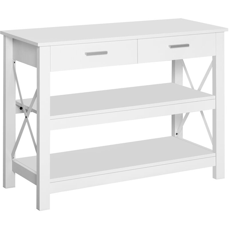 

Mesa Consola para Recibidor Entrada con Cajones y Estantes 105x40x76 cm Blanco - Blanco