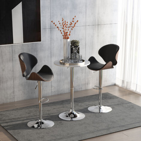 HOMCOM Mesa de Bar Regulable en Altura con Base Redonda y Antideslizante para Cocina Comedor Ø60x69-93 cm Blanco