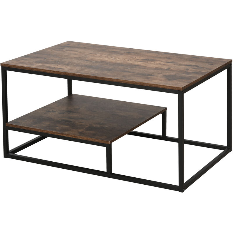 

Mesa de Centro Industrial Retro con Estante Inferior 100x60x50 cm - Natural