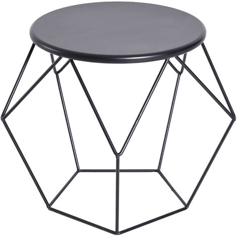 HOMCOM Mesa de Centro Metálica Mesita Café Redonda Nórdica Minimalista Creativa Mueble Salón Comedor Mesa Auxiliar Mesa para Sofá Sala de Esta 54x54x44cm