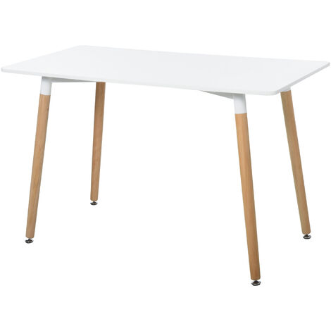 main image of "HOMCOM Mesa de Comedor de Estilo Nórdico con Patas de Madera 120x60x75 cm Blanco - Blanco"