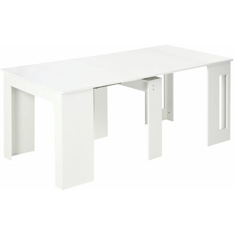 HOMCOM mesa de comedor extensible para 4-6 personas con alas abatibles mesa auxiliar multifuncional para estudio cocina carga 60 kg 180x85x75cm blanco