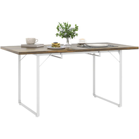 HOMCOM mesa de comedor extensible rectangular para 4-6 personas mesa de cocina extensible con patas metálicas para salón 120-160x80x75 cm marrón
