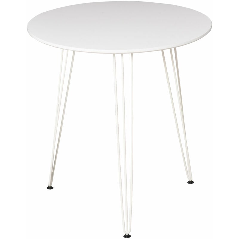 

Mesa de Comedor Redonda con Patas de Horquilla Metálicas Estilo Moderno Nórdico para Cocina Salón Cafetería Bar Ø70x75 cm Blanco - Blanco