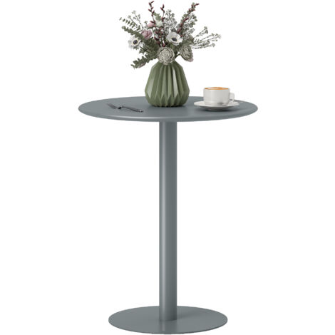 HOMCOM mesa de comedor redonda para 2 personas mesa de cocina de acero para interior y exterior Ø60x72 cm gris