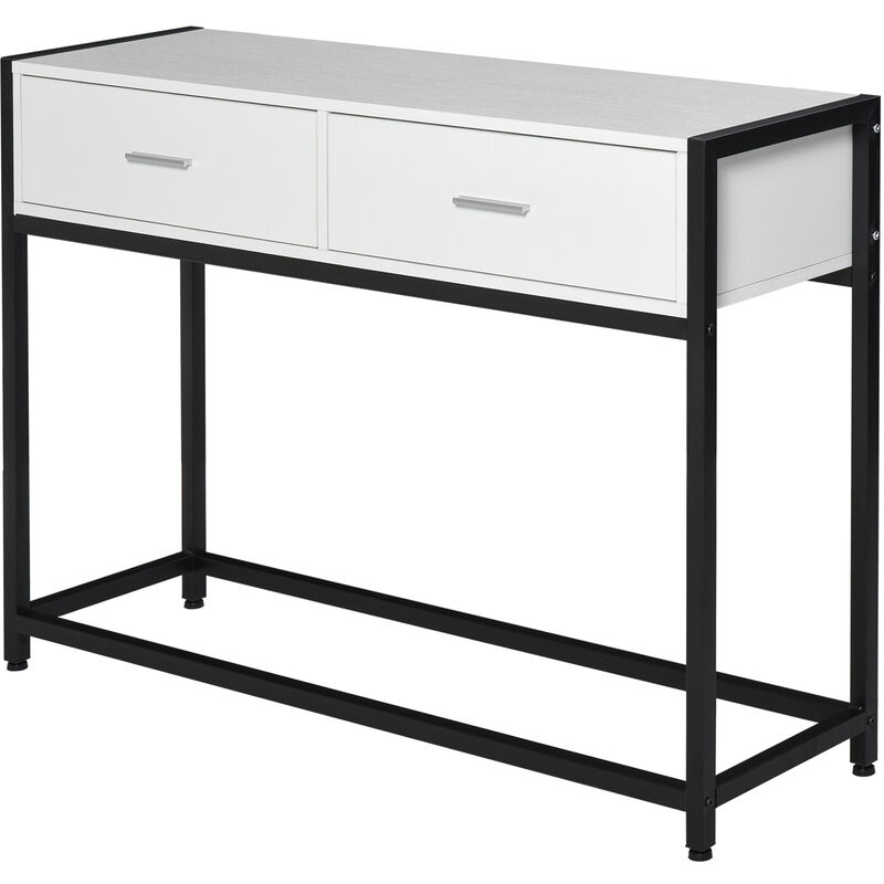 

Mesa de Consola Mesa de Entrada 120x34x81 cm con 2 Cajones y Pies Ajustables Mueble Recibidor de Estilo Moderno para Pasillo Salón - Negro y Blanco