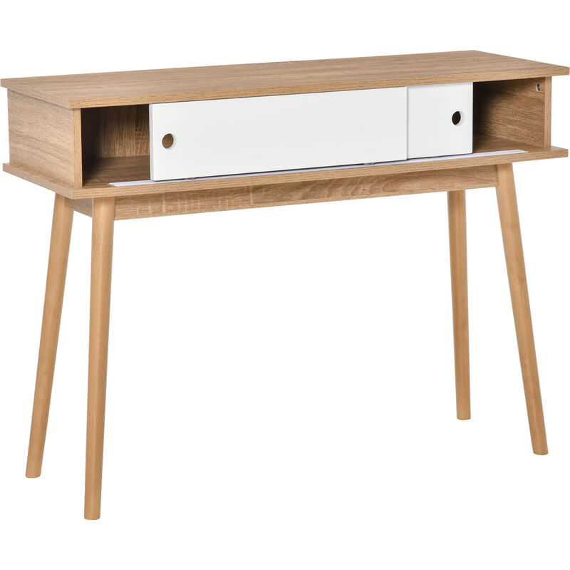 

Mesa de Consola Mueble Recibidor con Doble Puerta Corredera Mesa Auxiliar Moderna para Entrada Pasillo Salón 100x35x75 cm Madera Natural - Madera