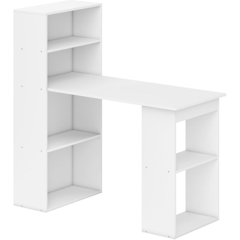 Mesa de PC Mesa de Ordenador Escritorio de Oficina Mesa con Estantes para Hogar Escuela y Oficina Mobiliario 120x60x74cm Madera Blanco