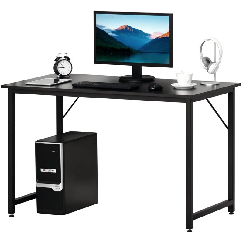 

Mesa de Ordenador Escritorio para Hogar Oficina Pies Ajustables 120x60x73cm - Grano de madera, negro