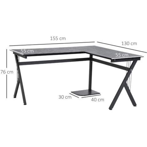HOMCOM Mesa de Ordenador PC de Tabla de Madera Mesa Esquinera de Angulo para Oficina Dormitorio Hogar Escuela