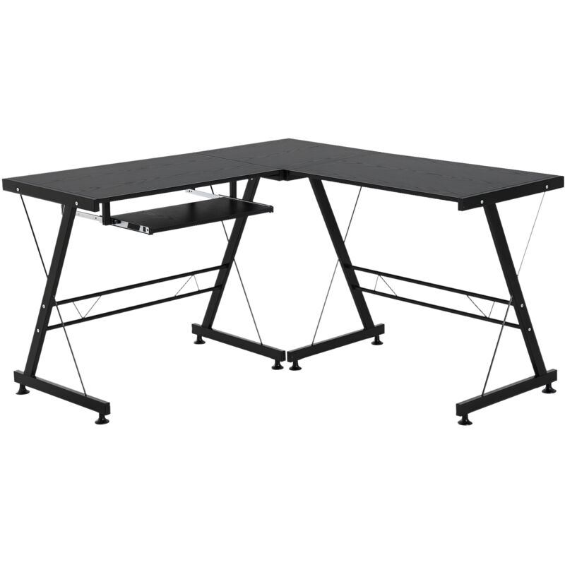 

Mesa de Ordenador PC 2 Tipos Mesa Esquinera Forma L Escritorio Recta Convertible - Negro