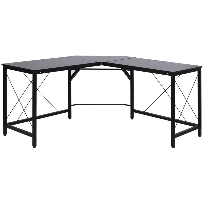 

Mesa de Ordenador PC Tipo Mesa Esquinera Forma L Marco Metal 150x150x76cm - Negro