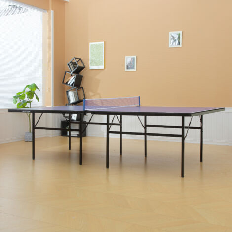 HOMCOM Mesa de Ping Pong Plegable con Red 152,5x274x76cm Mesa de Tenis Exterior Material de Acero y MDF en Color Azul