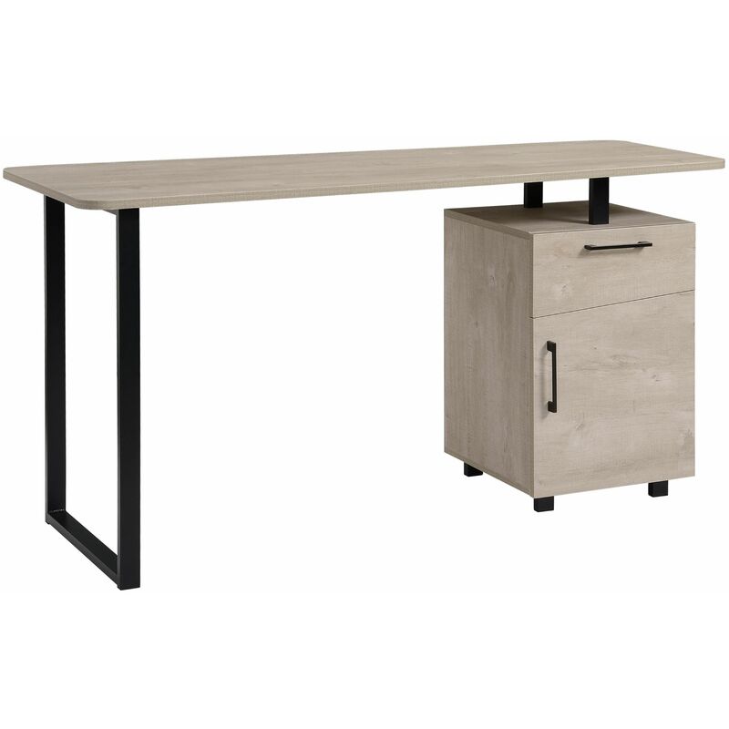 

Mesa Escritorio con Cajón y Armario con Balda Ajustable Multiusos 150x60x76cm - Madera Natural