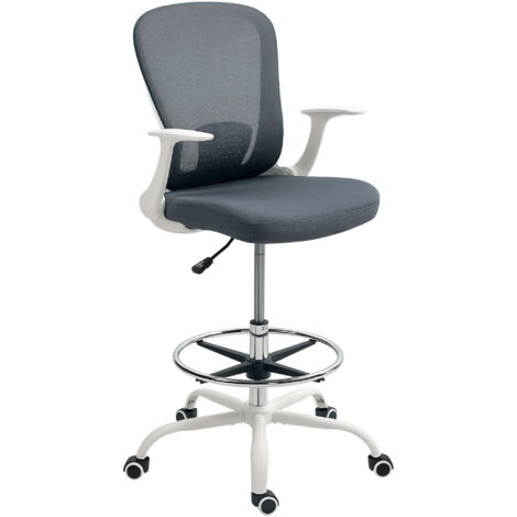 HOMCOM Mesh Draughtsman Chair, Ergonomic Drafting Chair, Grey