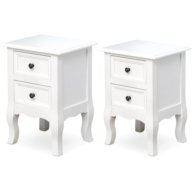 

Conjunto de 2 Mesillas de Noche Mesita con 2 Cajones para Dormitorio Blanco - Blanco