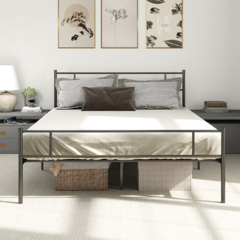 HOMCOM Metal Bed Frame w/ Headboard and Footboard, Underbed Storage Space King