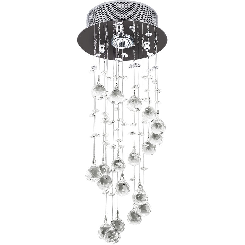 Homcom - Crystal Ceiling Light Chandelier Spiral Rain Drop Pendant Lamp Metal