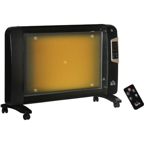 HOMCOM Mica Electric Space Heater, Portable Heater, 2 Heat Settings Black